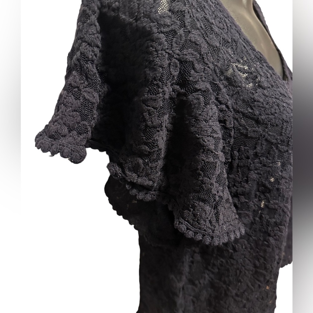 H&M L.O.G.G. Navy Lace Shirt with Loose Sleeves - Picture 5 of 7